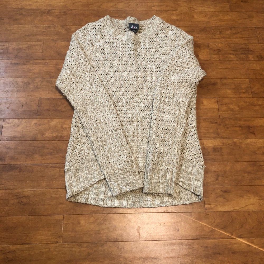 Dots Pullover Waffle Knit Sweater Size Large